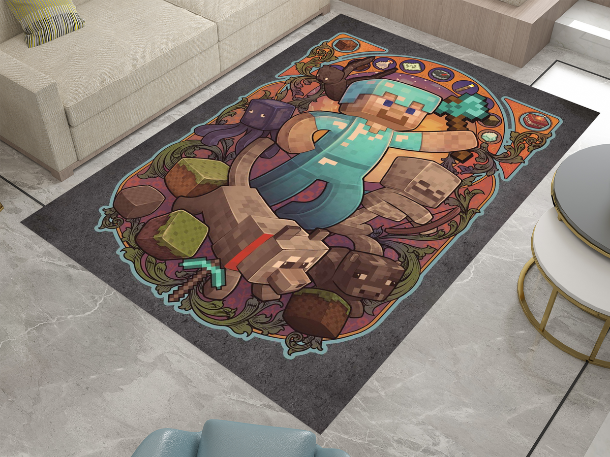 Kitchen Rug Design Minecraft Minecraft-Themed Jack Rug – Cozy and Unique Gaming Decor, Gamer Carpet ...