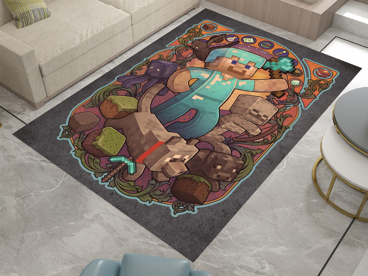 Minecraft-Themed Jack Rug – Cozy and Unique Gaming Decor, Gamer Carpet