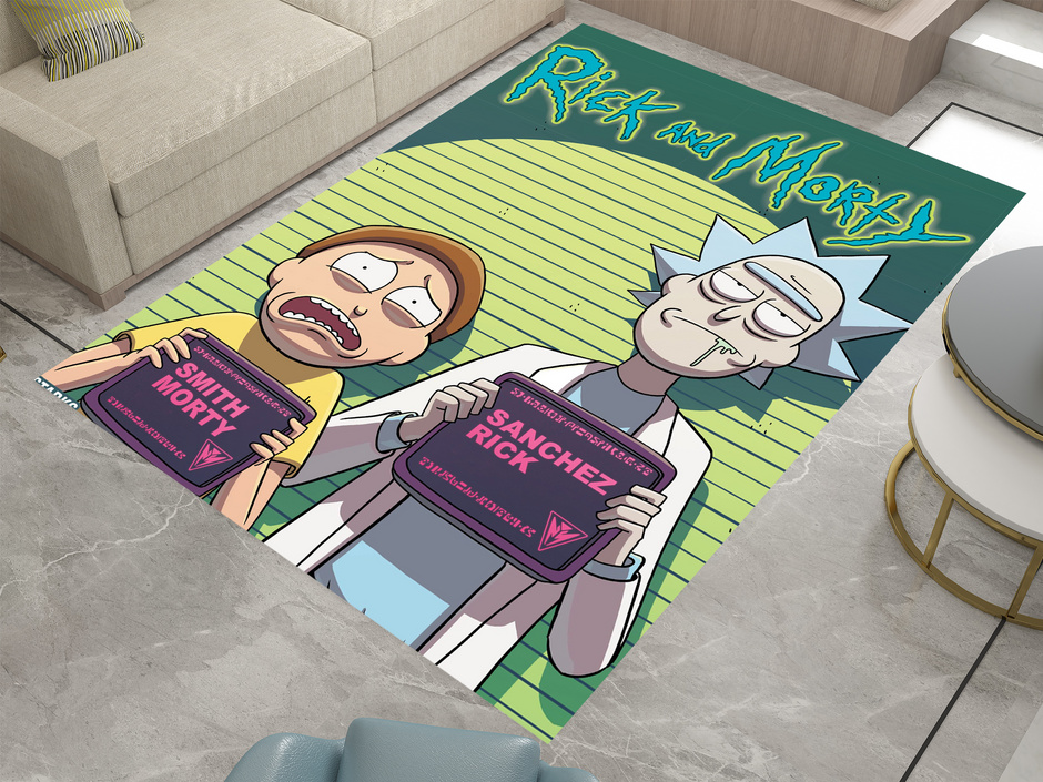 Rick and Morty Rug, Cartoon-Inspired Carpet, Portal Rick Rug, Geek Gift