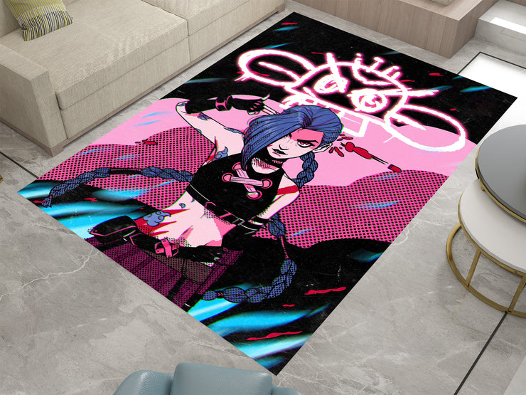 Arcane Jinx Rug, League of Legends Carpet, Gamer Rug Decoration