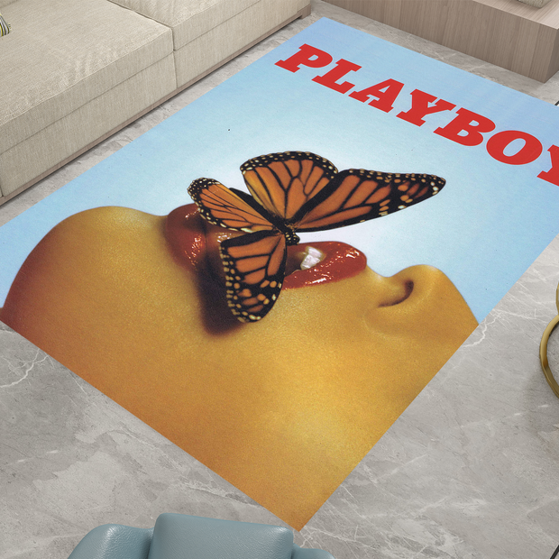 Playboy Vintage Butterfly Lips Rug - Bold and Artistic Custom Home Décor Carpet