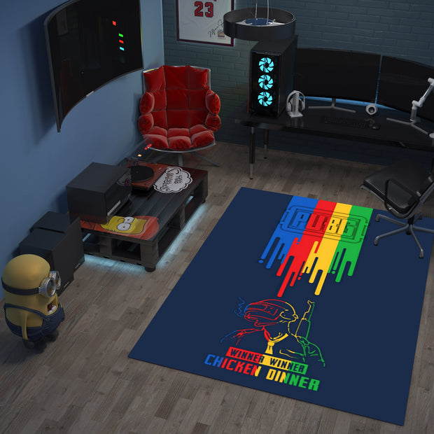 PUBG Winner Winner Chicken Dinner Custom Rug – Gamer Room Decor for Battle Royale Fans, Gaming Room Carpet