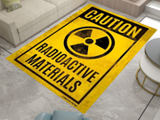 Caution Radioactive Materials Rug - Bold Industrial Warning Sign Design Carpet