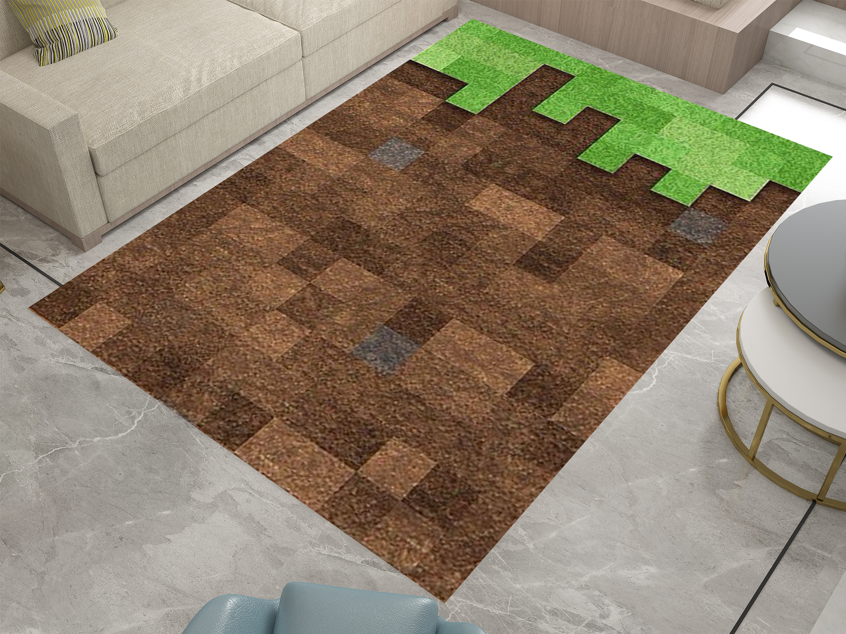 Minecraft Grass Block Custom Rug – Iconic Gaming Decor Carpet for Any Space