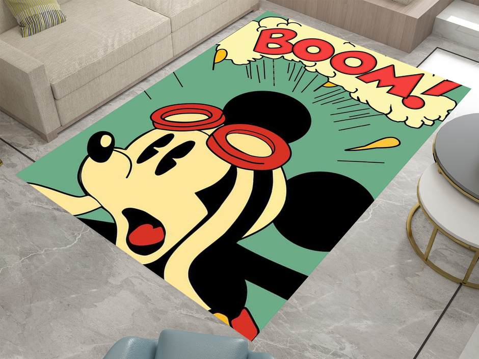 Mickey Mouse Boom! Rug - Fun and Energetic Pop Art Design Cartoon Carpet