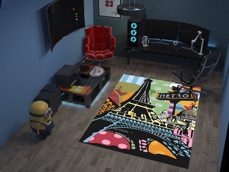 France Landmarks Rug – A Vibrant Tribute to Paris and Beyond, European Carpet