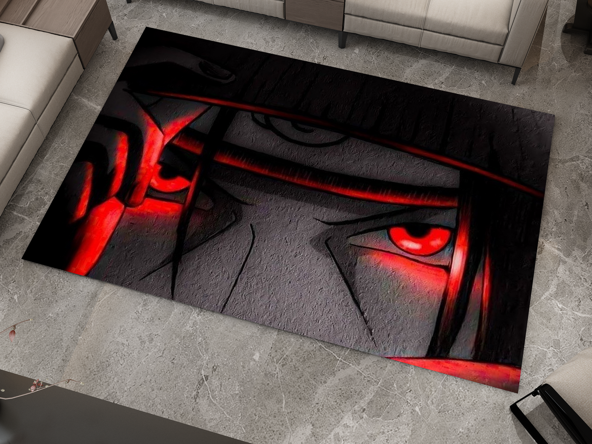 Sharringgun Rug Itachi Uchiha Rug, Naruto Sharingan Rug, Anime Fan Decor – Duct Rug Carpet