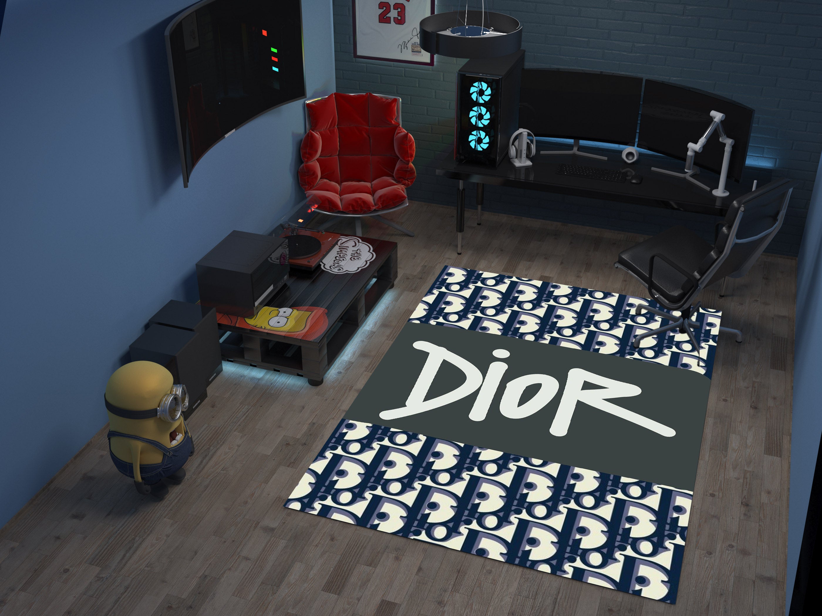 Dior-Inspired Black and White Rug – A Luxury Fashion Statement for Your Space