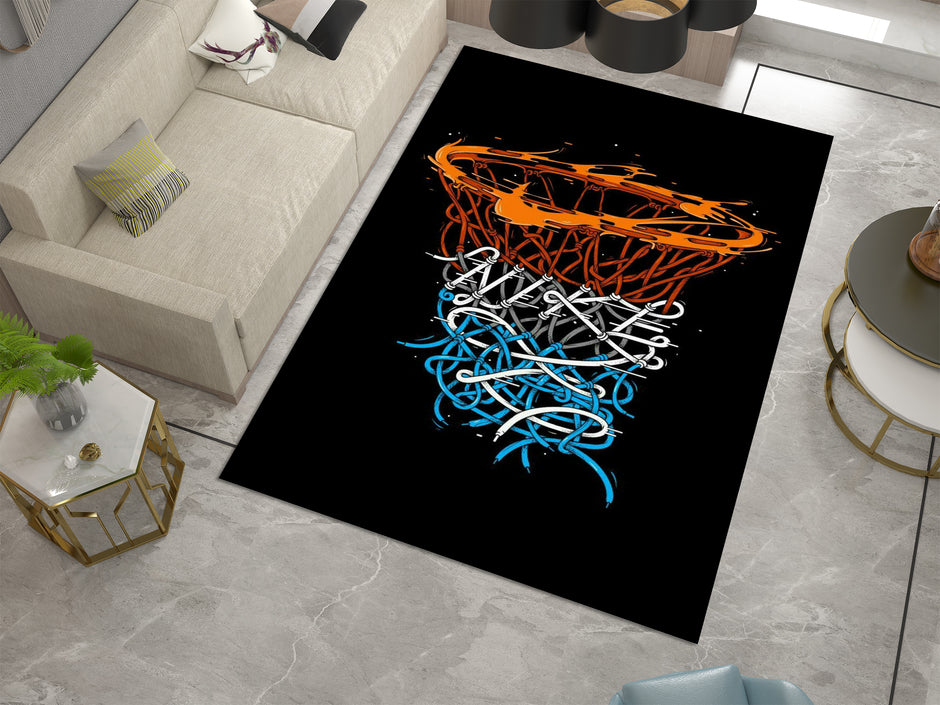 Nike Basketball-Inspired Custom Rug – Iconic Basketball Design for Your Space, GYM Carpet