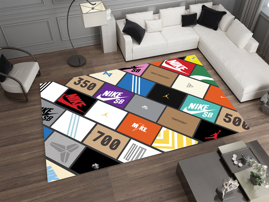Sneakerhead Box Logo Rug – Perfect for Streetwear and Sneaker Enthusiasts Carpet
