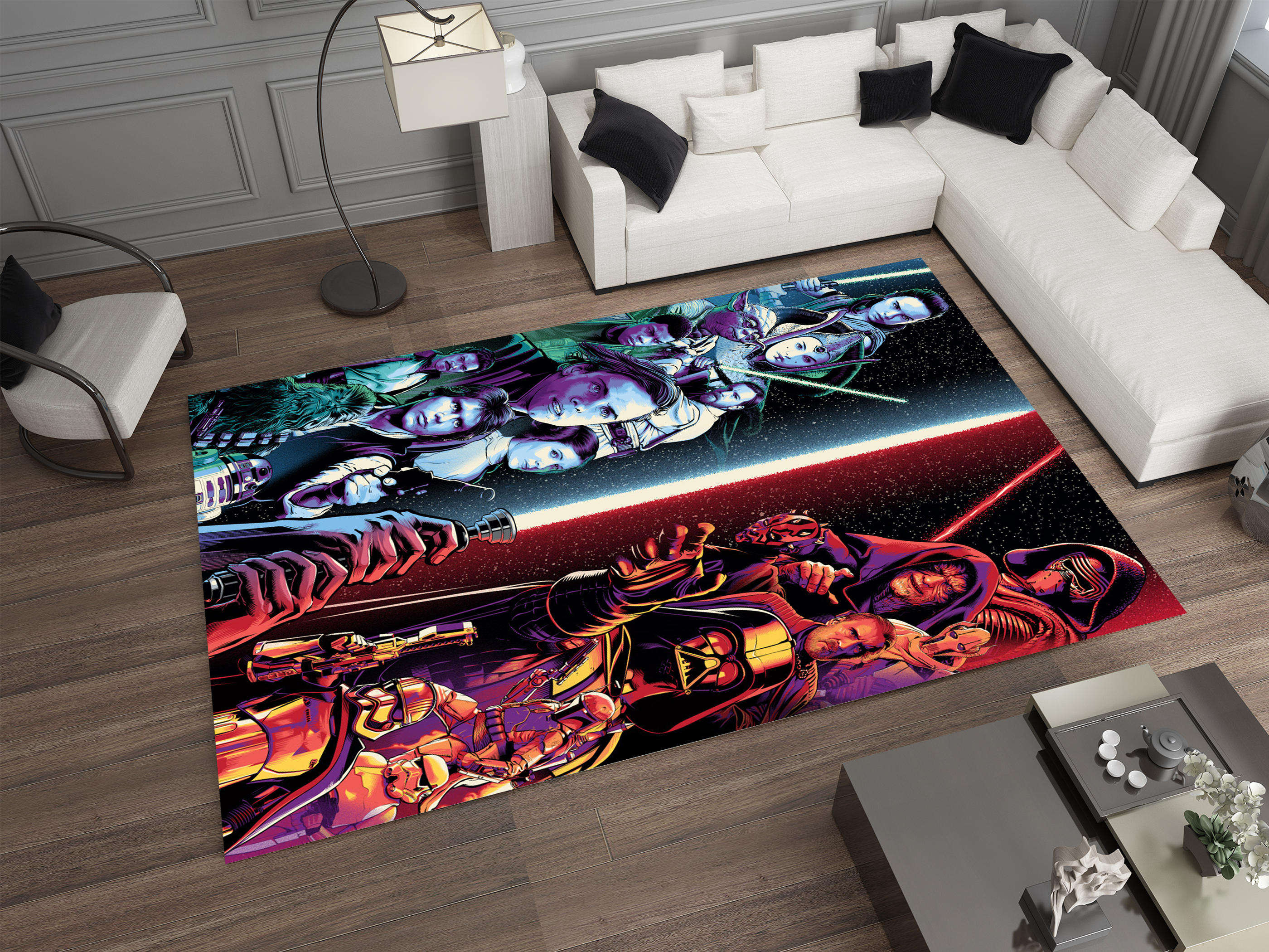Star Wars Epic Saga Rug, Jedi vs Sith Battle Rug, Galactic Home Decor