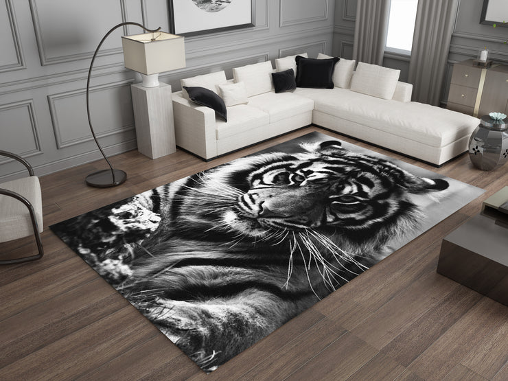 Eye of the Tiger Rug, Vivid Tiger Eyes Carpet, Wild Animal Art, Survivor Jungle-Inspired Carpet