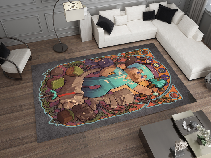 Minecraft-Themed Jack Rug – Cozy and Unique Gaming Decor, Gamer Carpet