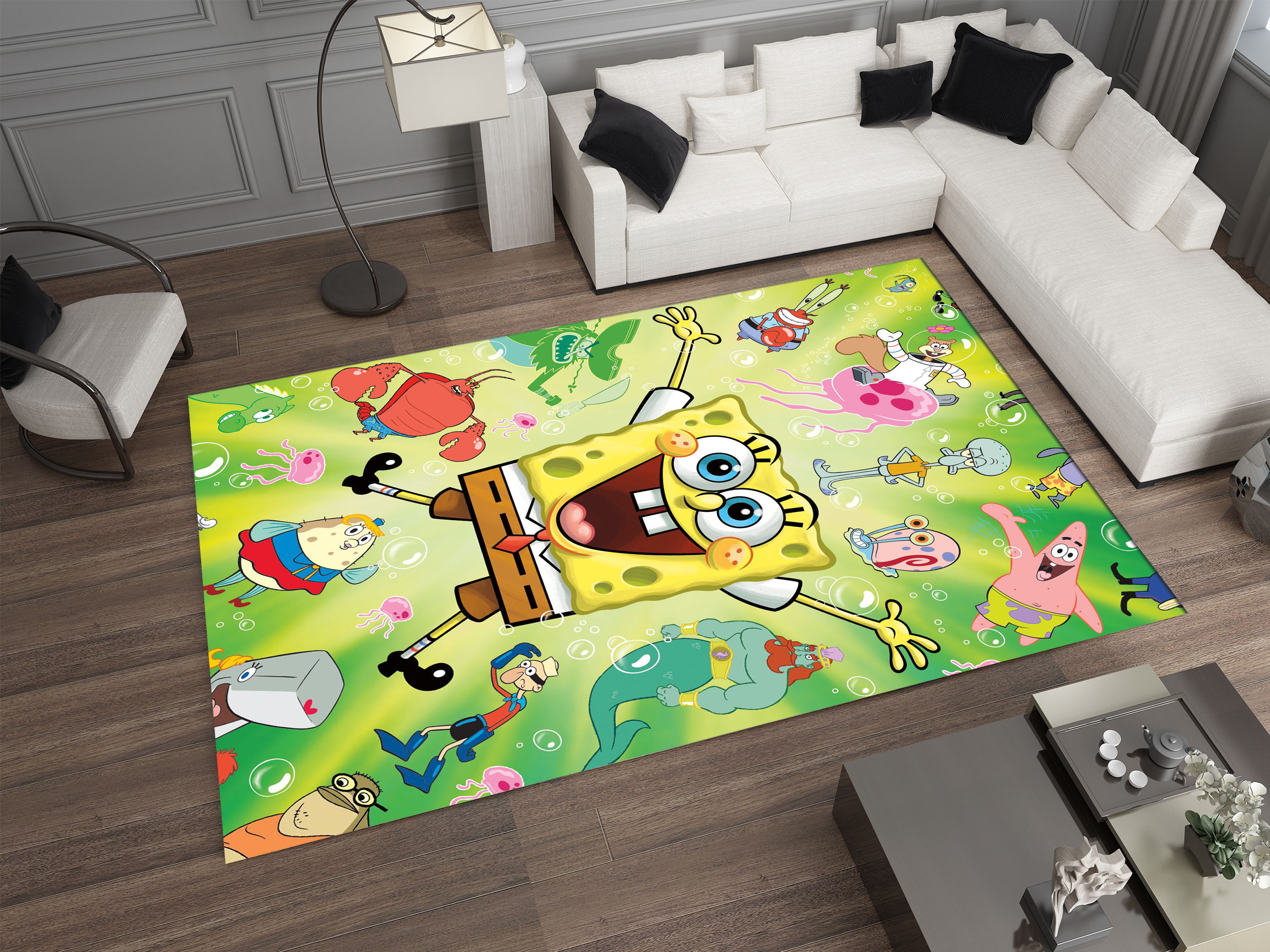SpongeBob Rug, Cartoon-Inspired Carpet, Kids' Room Rug