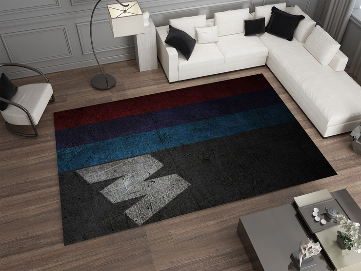 BMW Car Rug, Racing Inspired Carpet, Garage Rug
