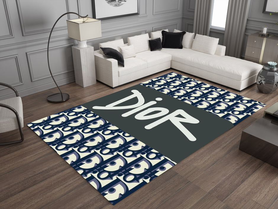 Dior-Inspired Black and White Rug – A Luxury Fashion Statement for Your Space