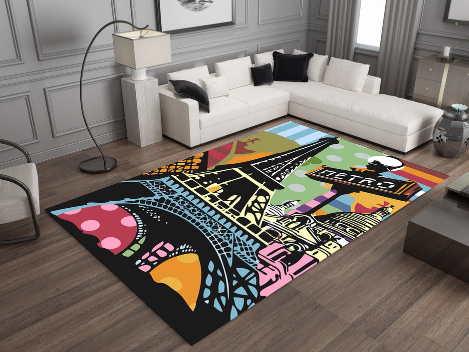 France Landmarks Rug – A Vibrant Tribute to Paris and Beyond, European Carpet