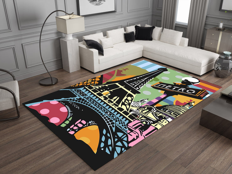 France Landmarks Rug – A Vibrant Tribute to Paris and Beyond, European Carpet