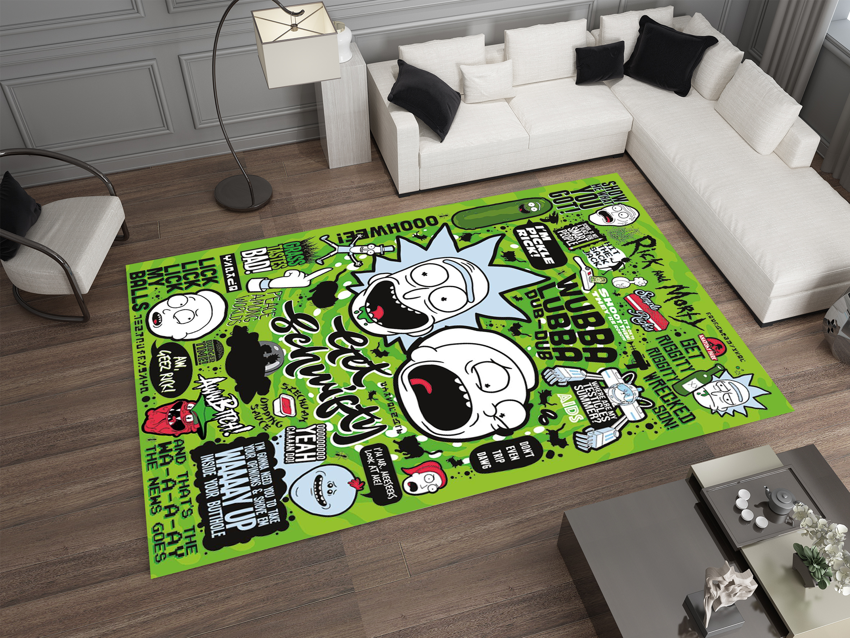 Rick and Morty Rug, Cartoon-Inspired Carpet, Portal Rick Rug, Geek Gift