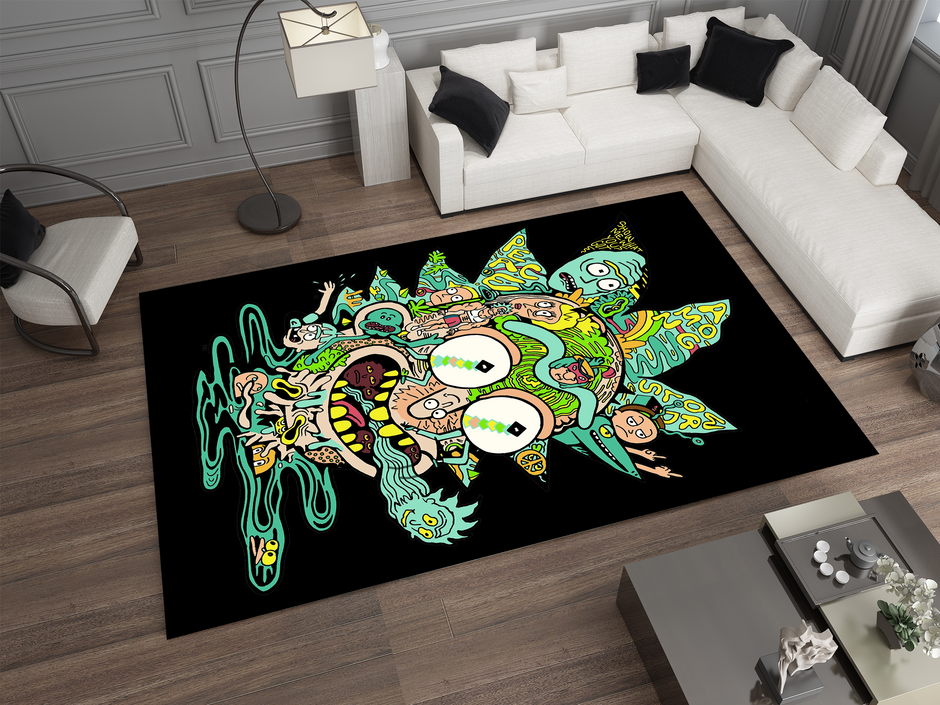 Rick and Morty Rug, Cartoon-Inspired Carpet, Portal Rick Rug, Geek Gift