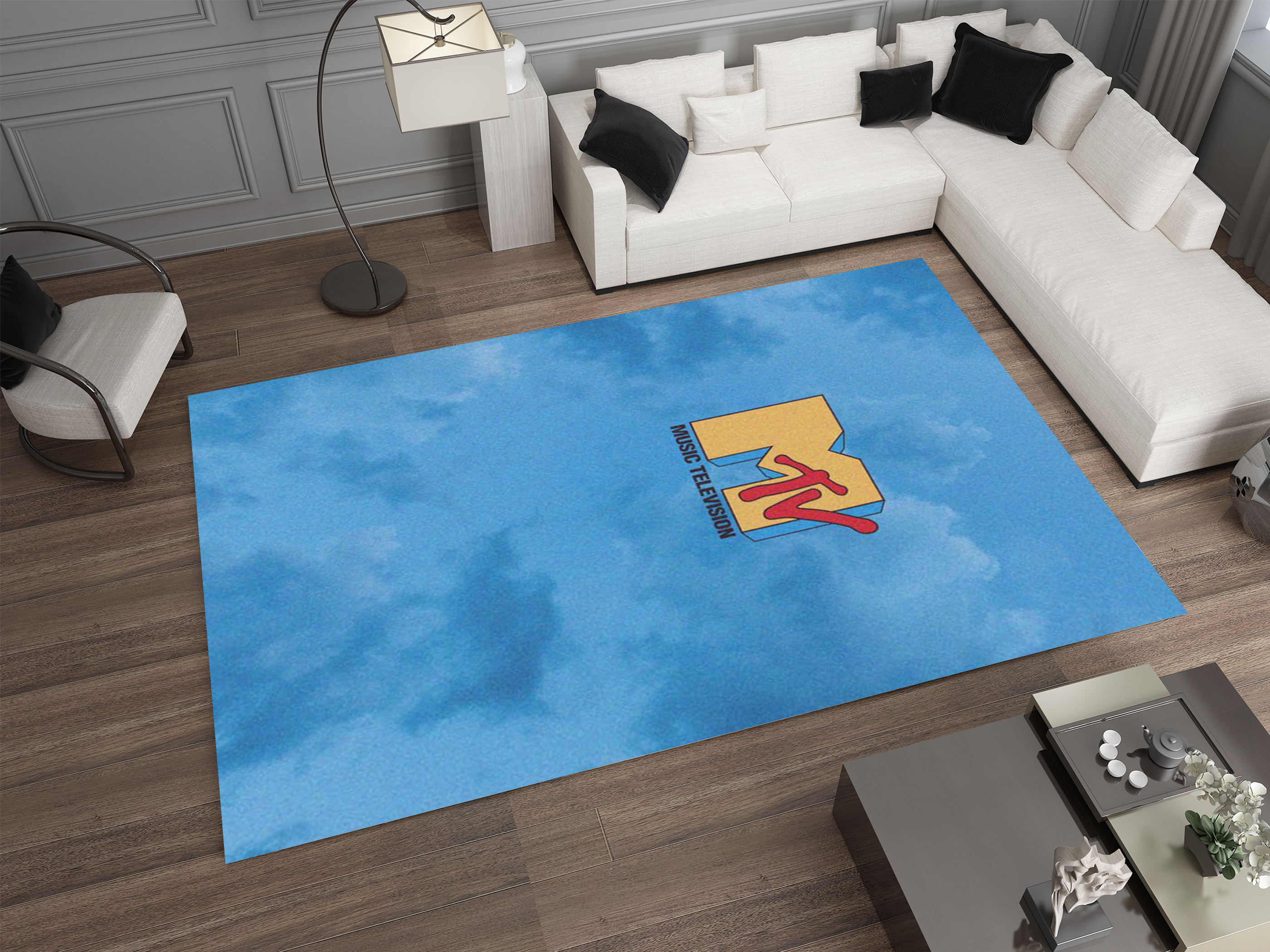 MTV Music Rug - Retro Music Television-Inspired Design Carpet, Studio Rug