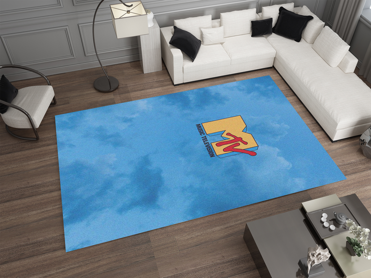 MTV Music Rug - Retro Music Television-Inspired Design Carpet, Studio Rug