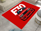 BMW E30 Car Rug, Racing Inspired Red Carpet, Garage Rug