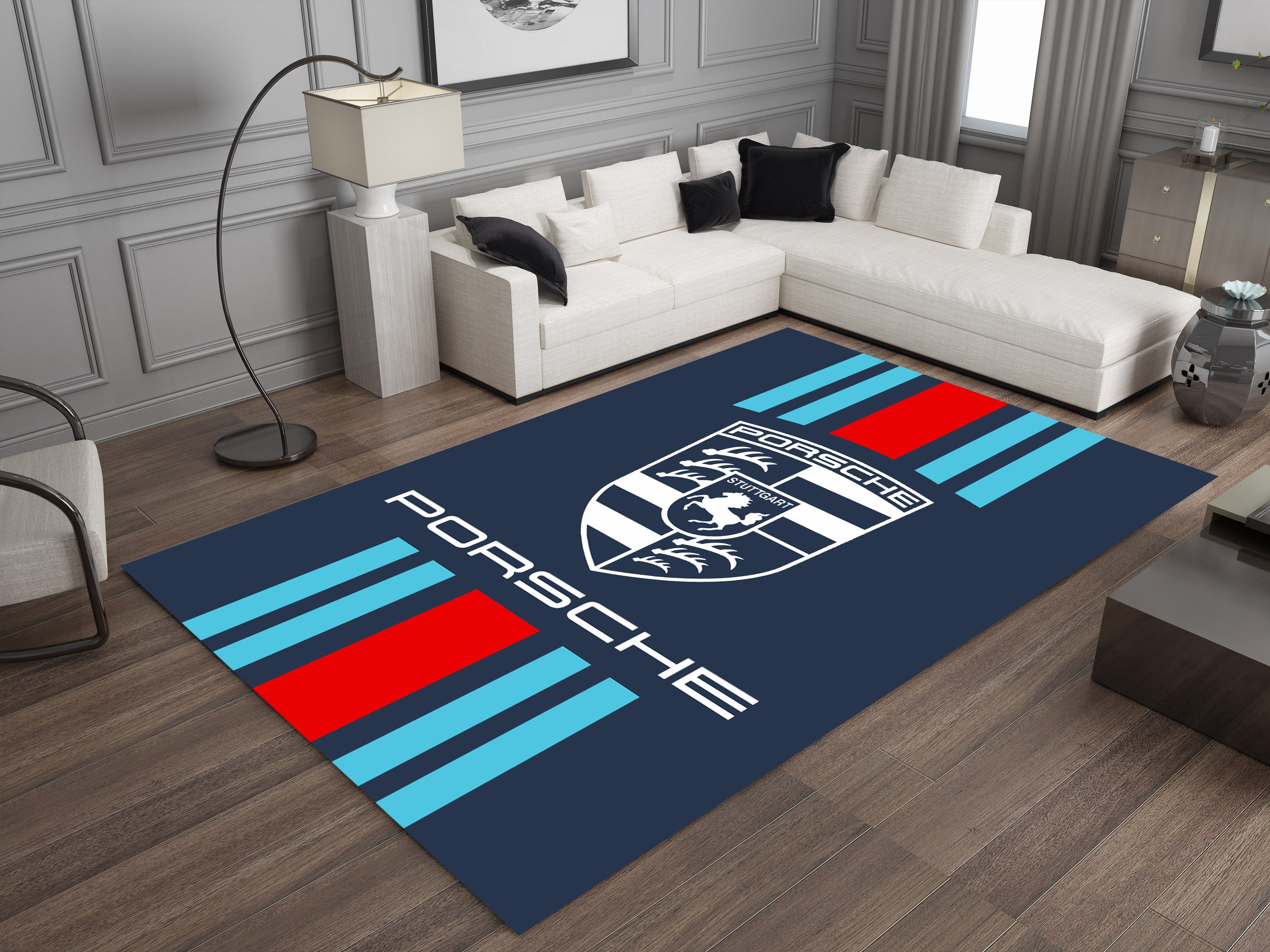 Porsche 911 Car Rug, Porsche Racing Inspired Carpet, Garage Rug, 911 Car Decoration