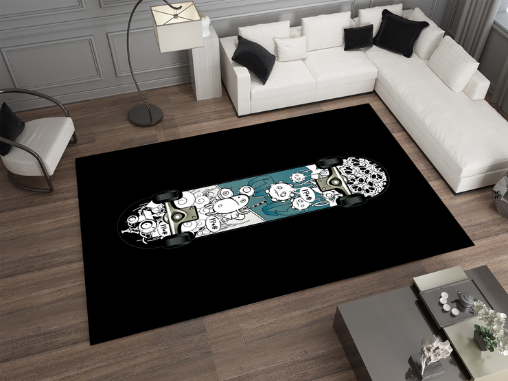 Custom Skateboard Art Rug - Bold and Urban Skate Culture Design Carpet