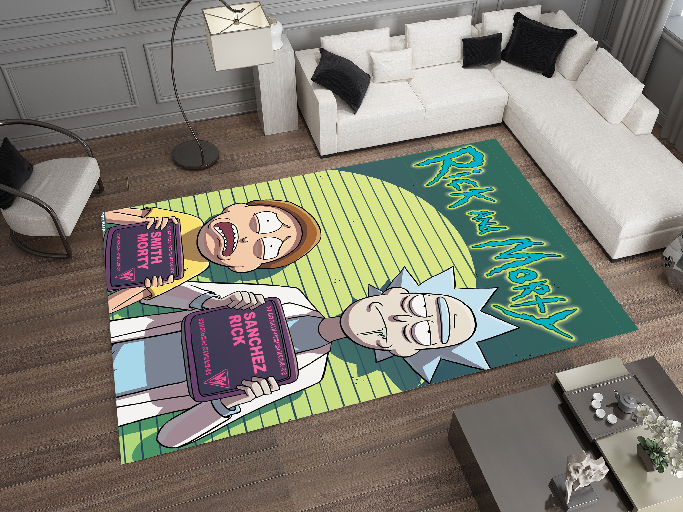 Rick and Morty Rug, Cartoon-Inspired Carpet, Portal Rick Rug, Geek Gift