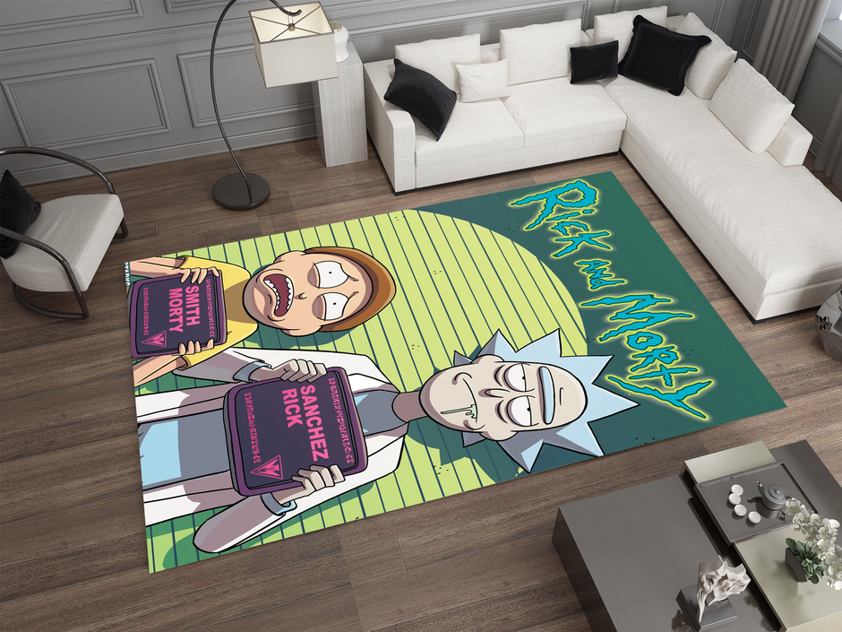 Rick and Morty Rug, Cartoon-Inspired Carpet, Portal Rick Rug, Geek Gift