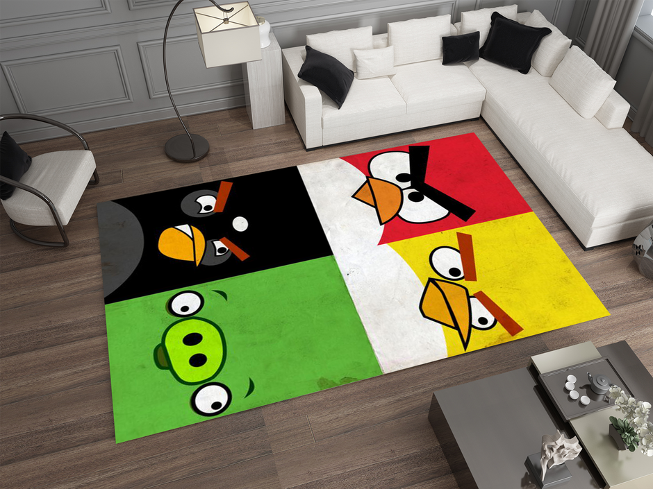 Angry Birds Rug - Bold and Fun Character Design for Any Room, Game Carpet