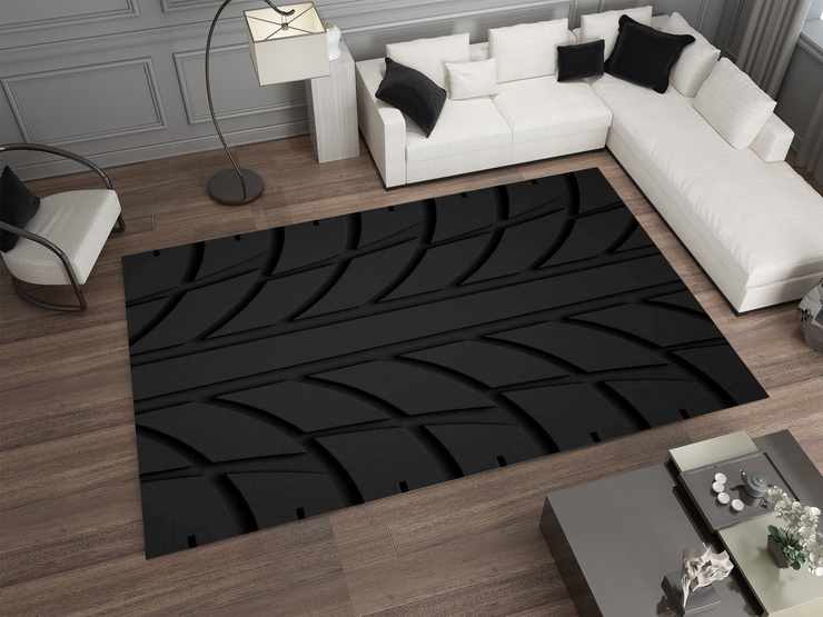 Wheel Car Rug, Racing Inspired Carpet, Garage Rug