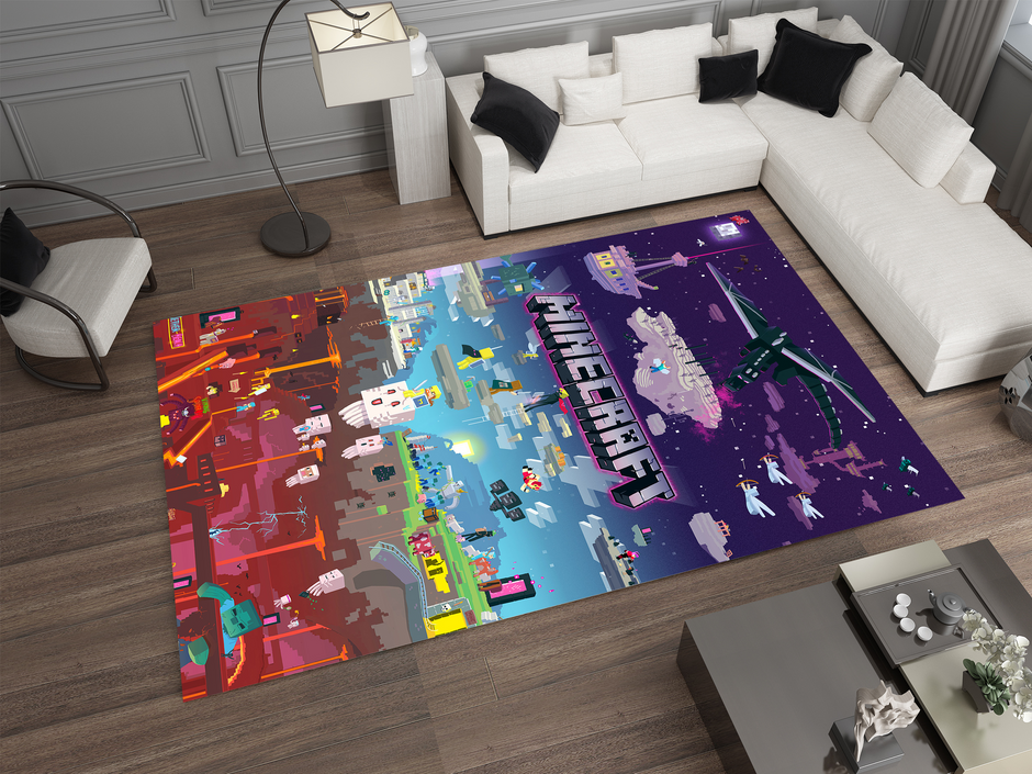 Minecraft Nether to End Themed Custom Rug – Perfect for Gaming Rooms
