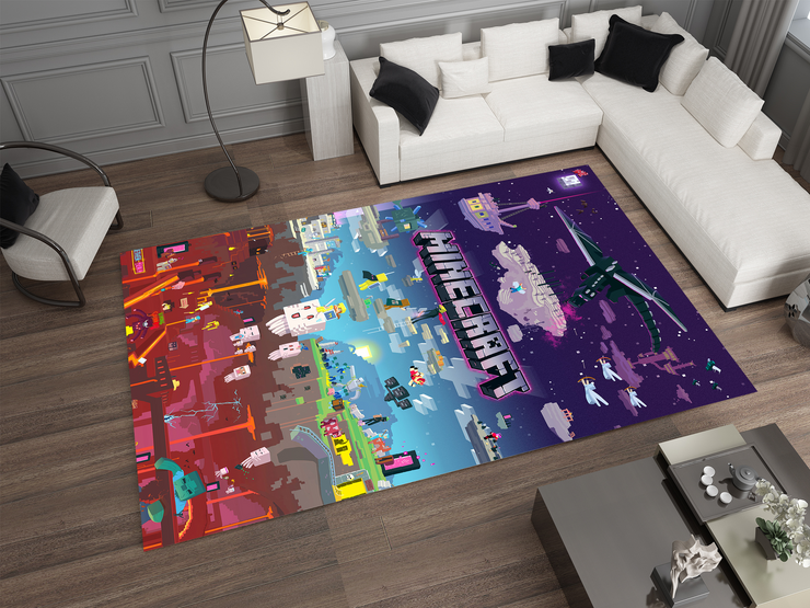 Minecraft Nether to End Themed Custom Rug – Perfect for Gaming Rooms