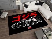 Nissan GTR Car Rug, Racing Inspired Carpet, Garage Rug