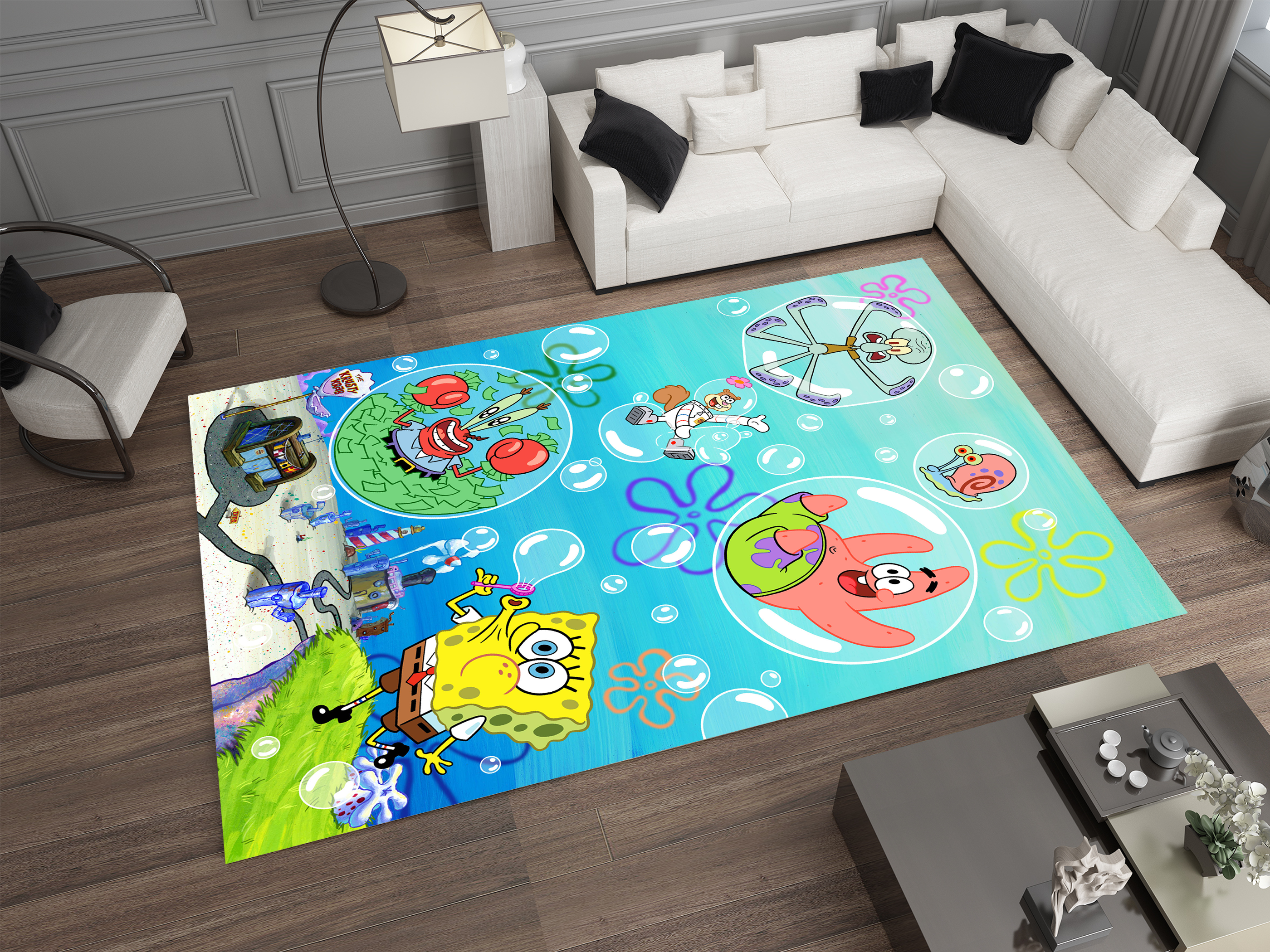 SpongeBob Rug, Cartoon-Inspired Carpet, Kids' Room Rug