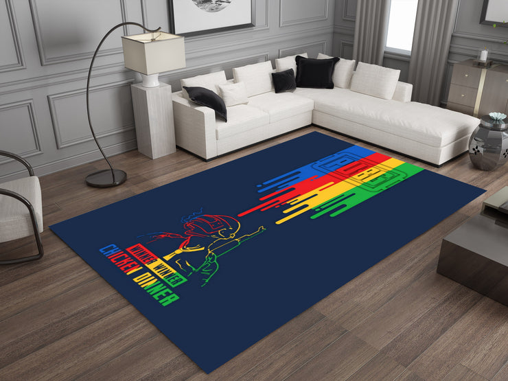 PUBG Winner Winner Chicken Dinner Custom Rug – Gamer Room Decor for Battle Royale Fans, Gaming Room Carpet