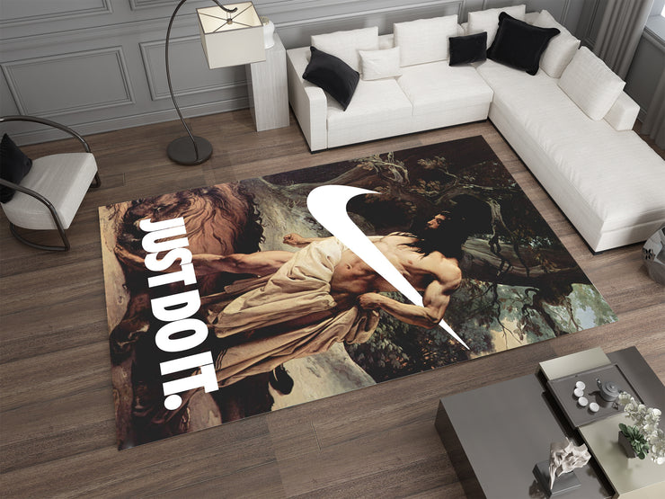 Nike "Just Do It" Hercules Rug – Bold Classic Art Meets Iconic Branding, Basketball GYM Carpet