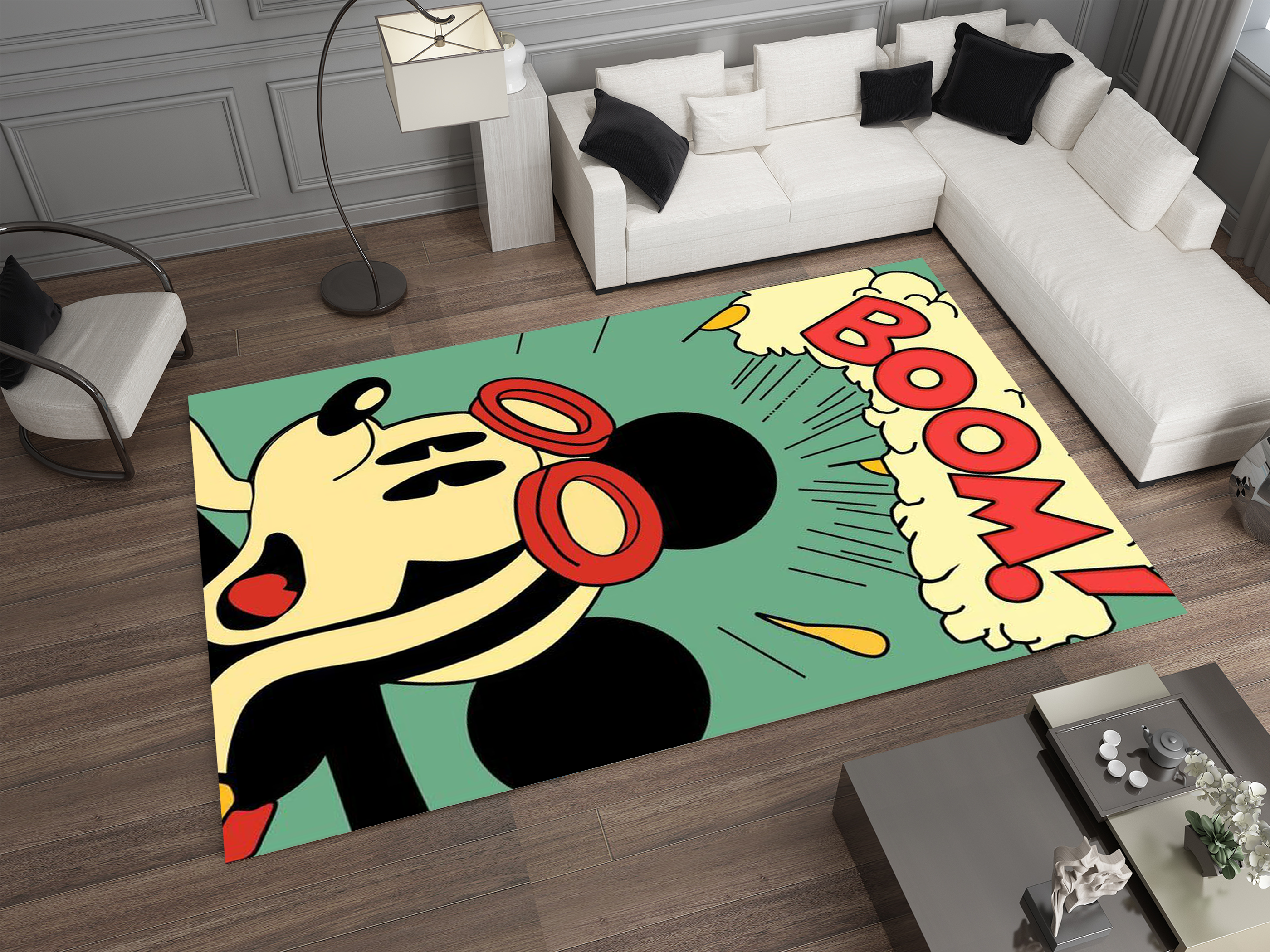 Mickey Mouse Boom! Rug - Fun and Energetic Pop Art Design Cartoon Carpet