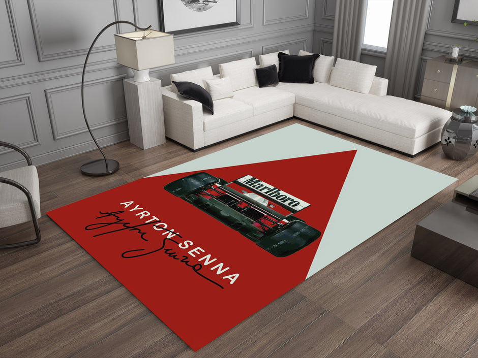 Ayrton Senna F1 Custom Rug – Formula 1 Icon Room Decor for Racing Fans, Garage Carpet