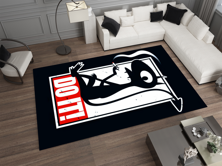 Do It! Smoking Cartoon Devil Rug - Edgy and Bold Custom Design