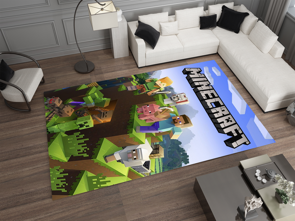Minecraft Hero Rugs Classic Minecraft Adventure Custom Rug – Perfect for Gamers and Fans ...