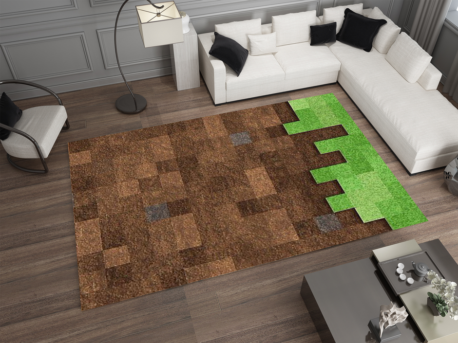 Minecraft Grass Block Custom Rug – Iconic Gaming Decor Carpet for Any Space