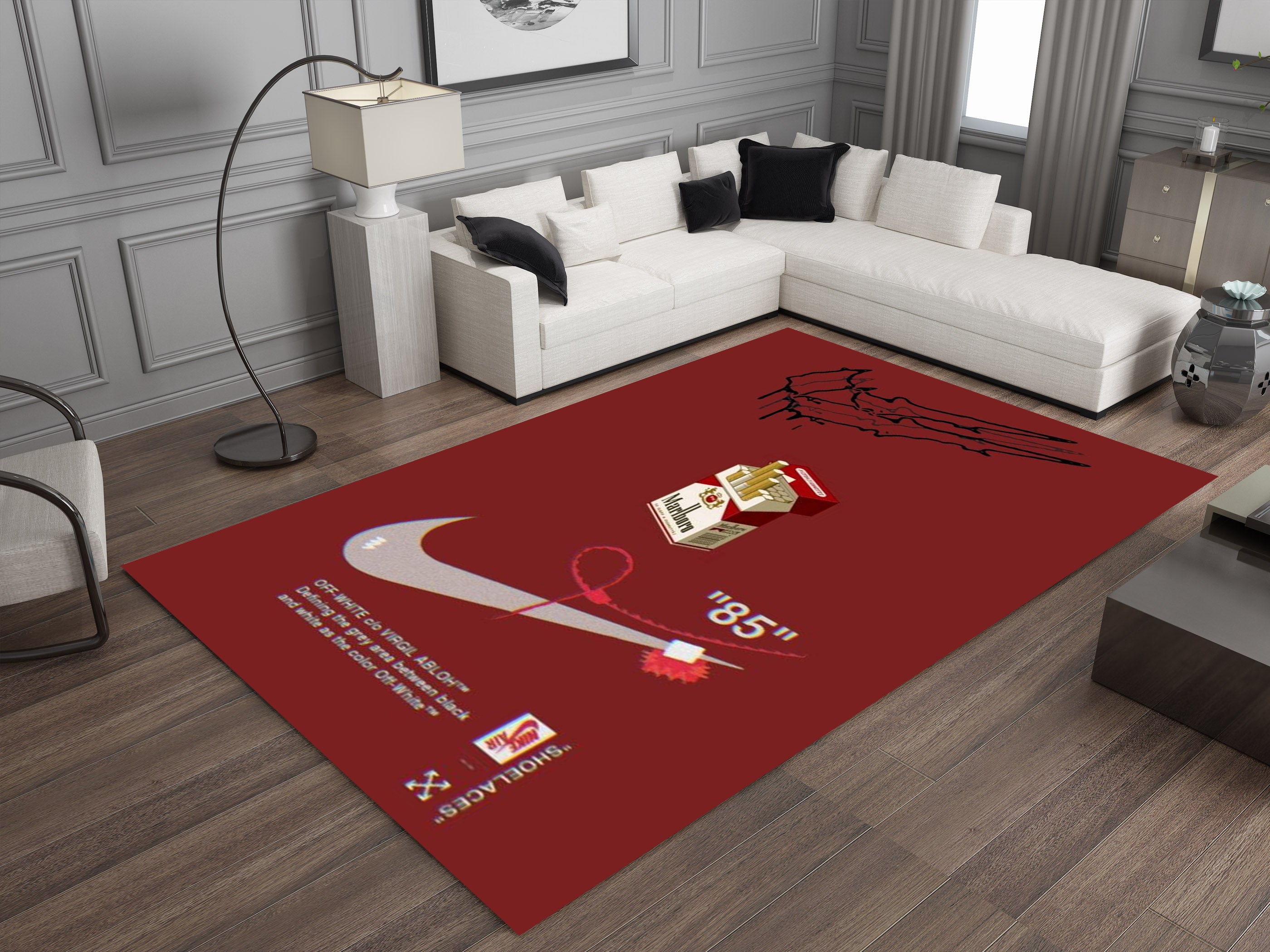 Nike Marlboro Off-White-Inspired Custom Rug – Iconic Basketball Design for Your Space, Streetstyle GYM Carpet