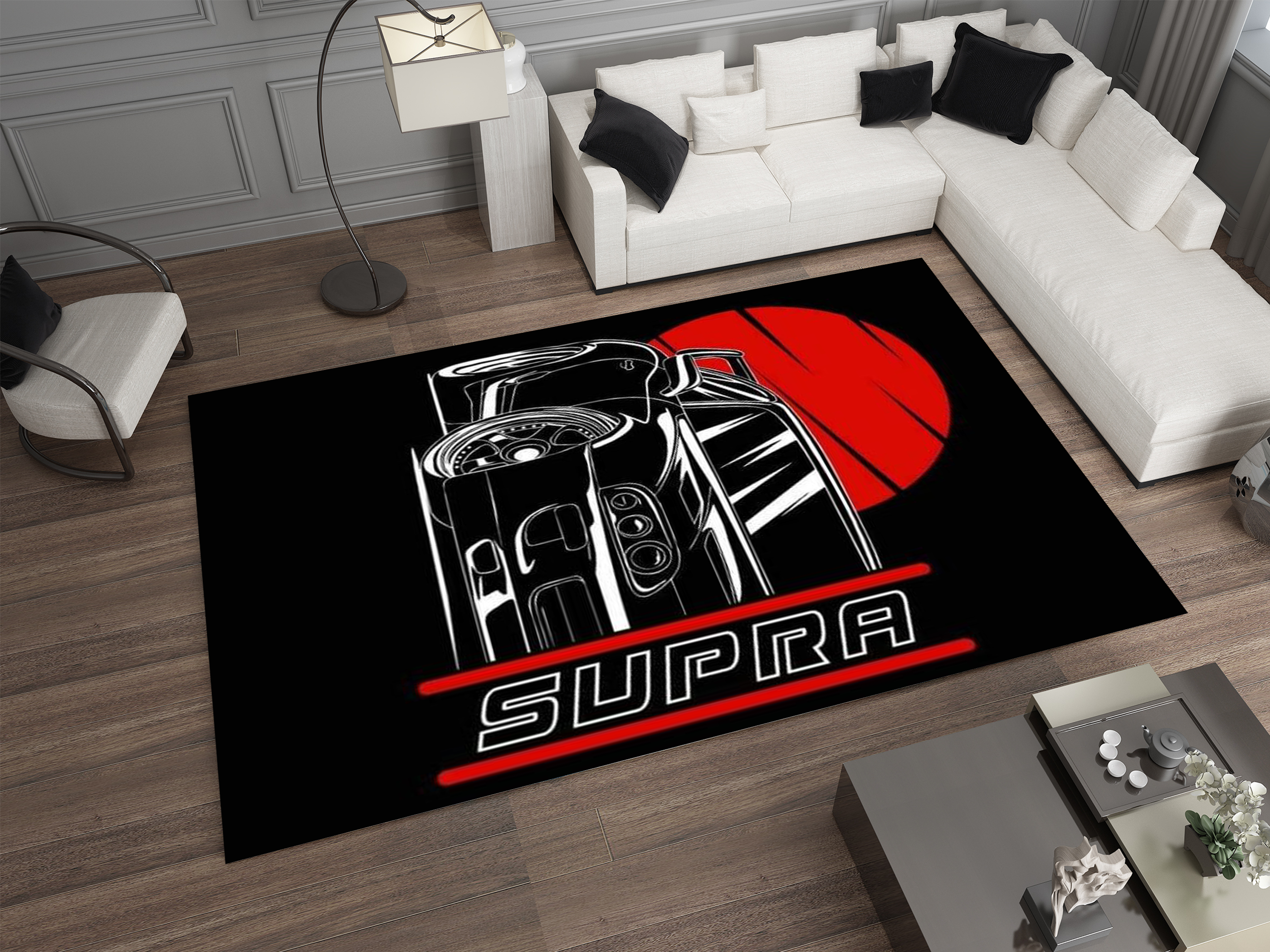 Supra Car Rug, Racing Inspired Carpet, Garage Rug, Toyota Supra Decoration