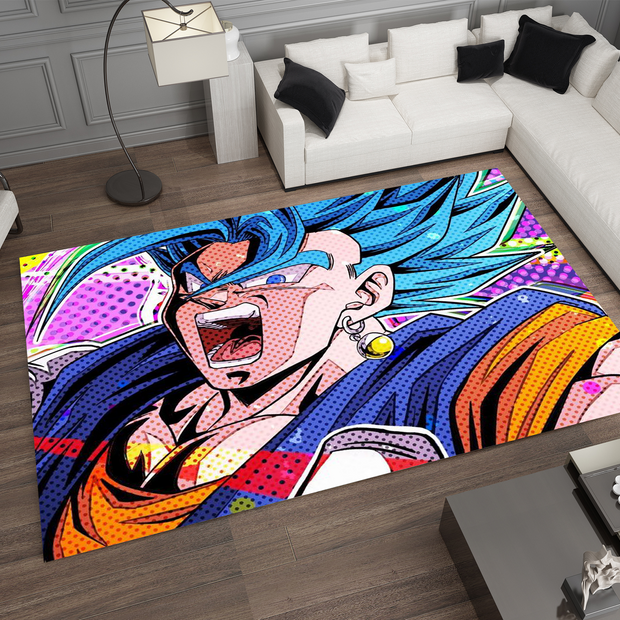 Super Saiyan Blue Goku Rug, Dragon Ball Z Rug, Anime Pop Art Carpet