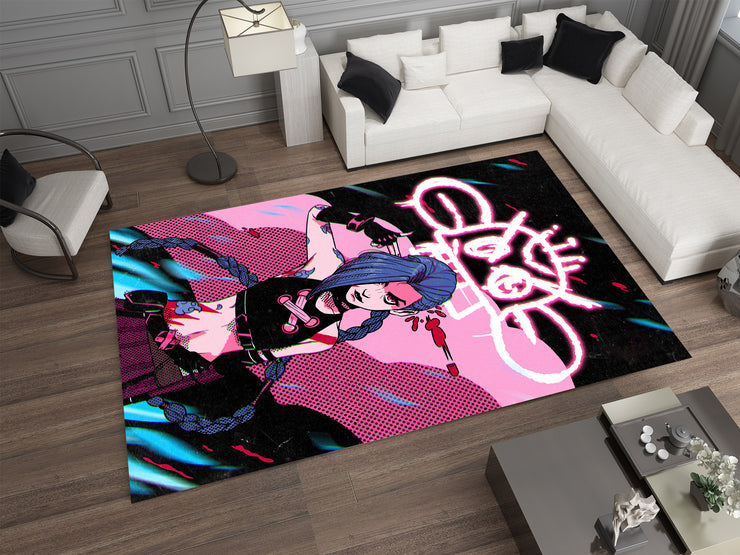 Arcane Jinx Rug, League of Legends Carpet, Gamer Rug Decoration