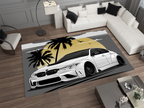BMW Car Rug, Racing Inspired Carpet, Garage Rug