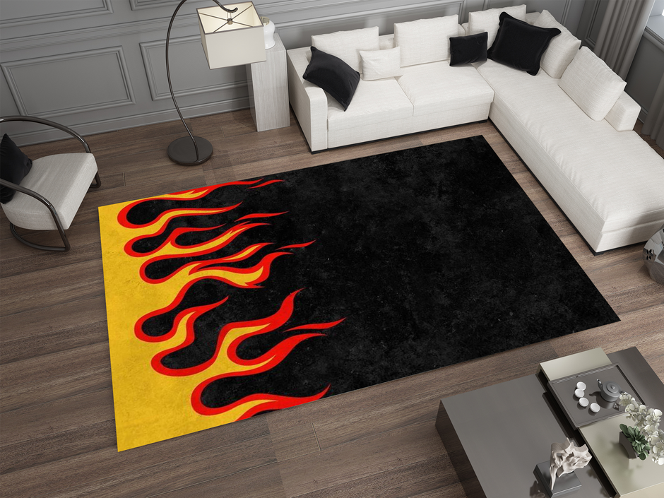 Fire Rug Minecraft Flaming Cool Rug - Bold Fire-Inspired Design Flame Carpet – Duct Rug Carpet